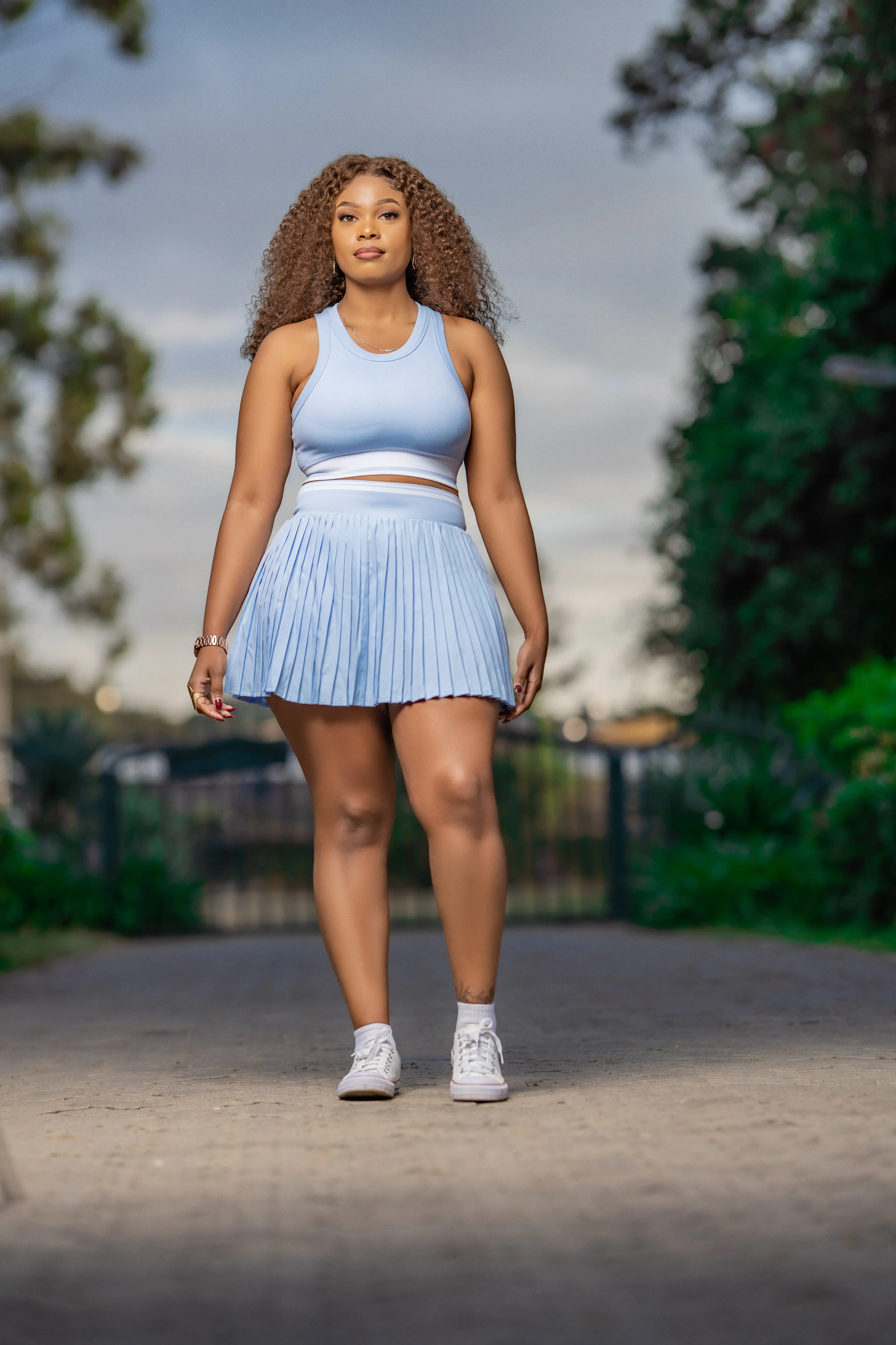 Light Blue Pleated Tennis Set