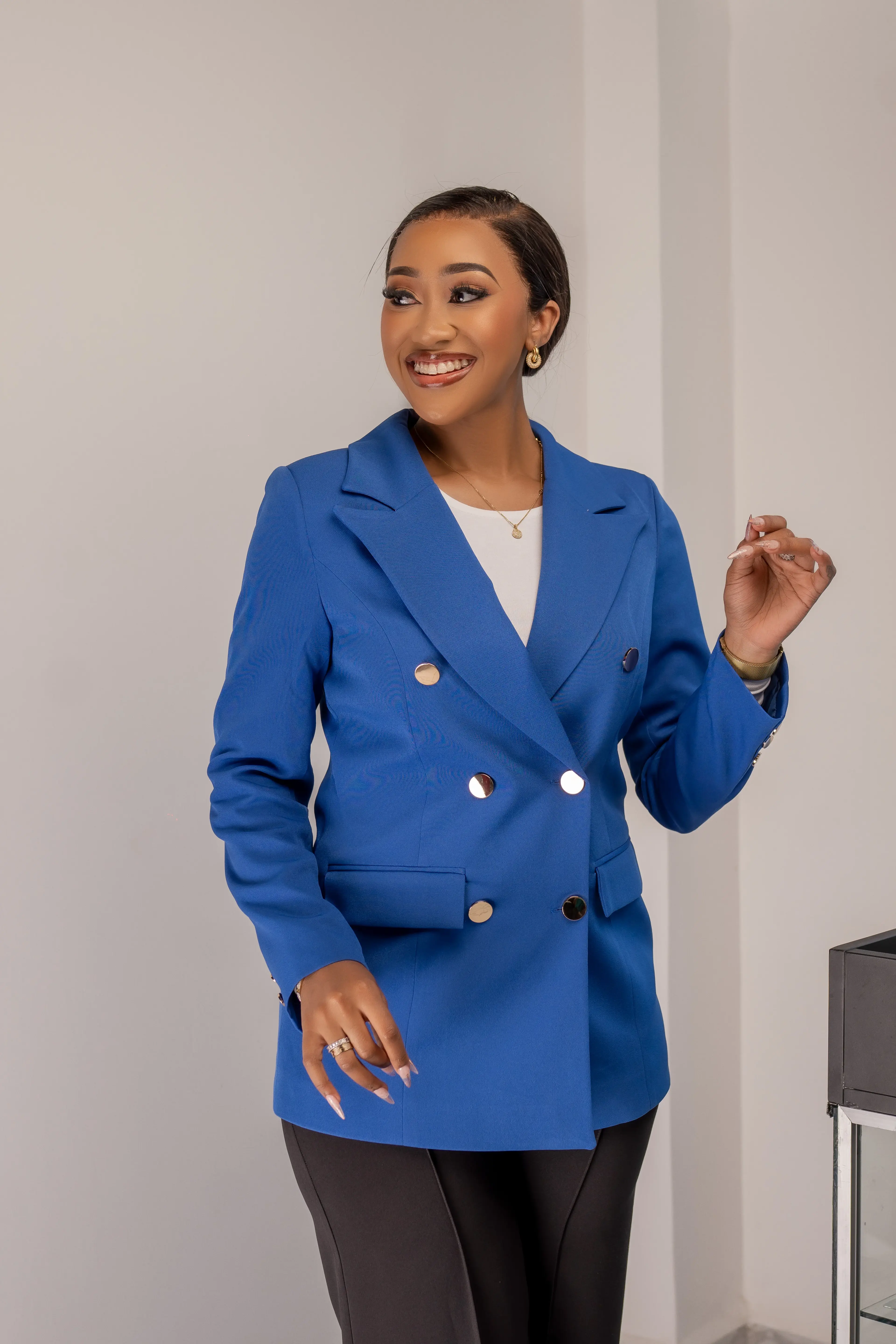 Blue Gold Button Blazer thumbnail 6