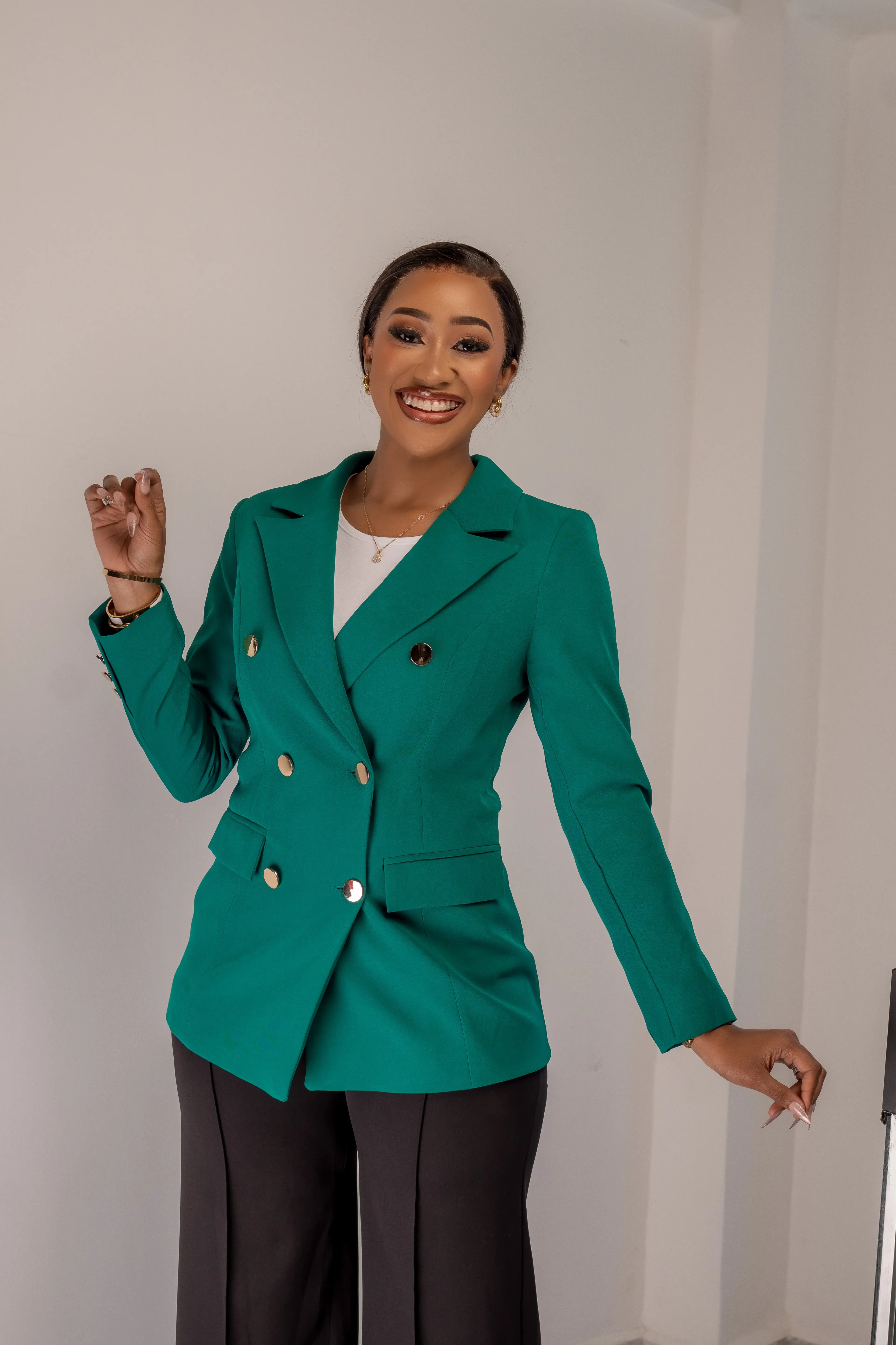 Green Gold Button Blazer alternate view