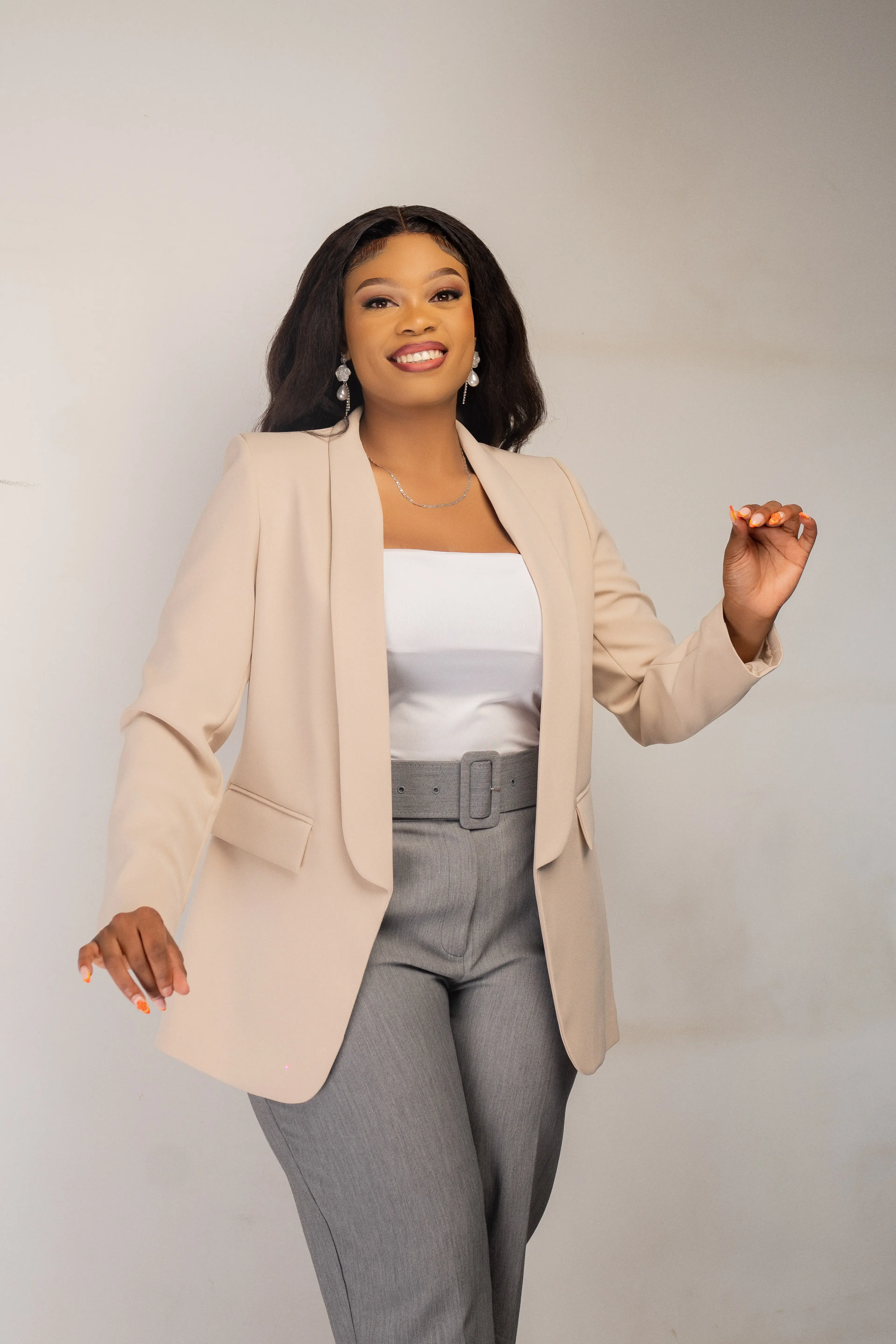 Beige Minimalistic Minimalist Blazer