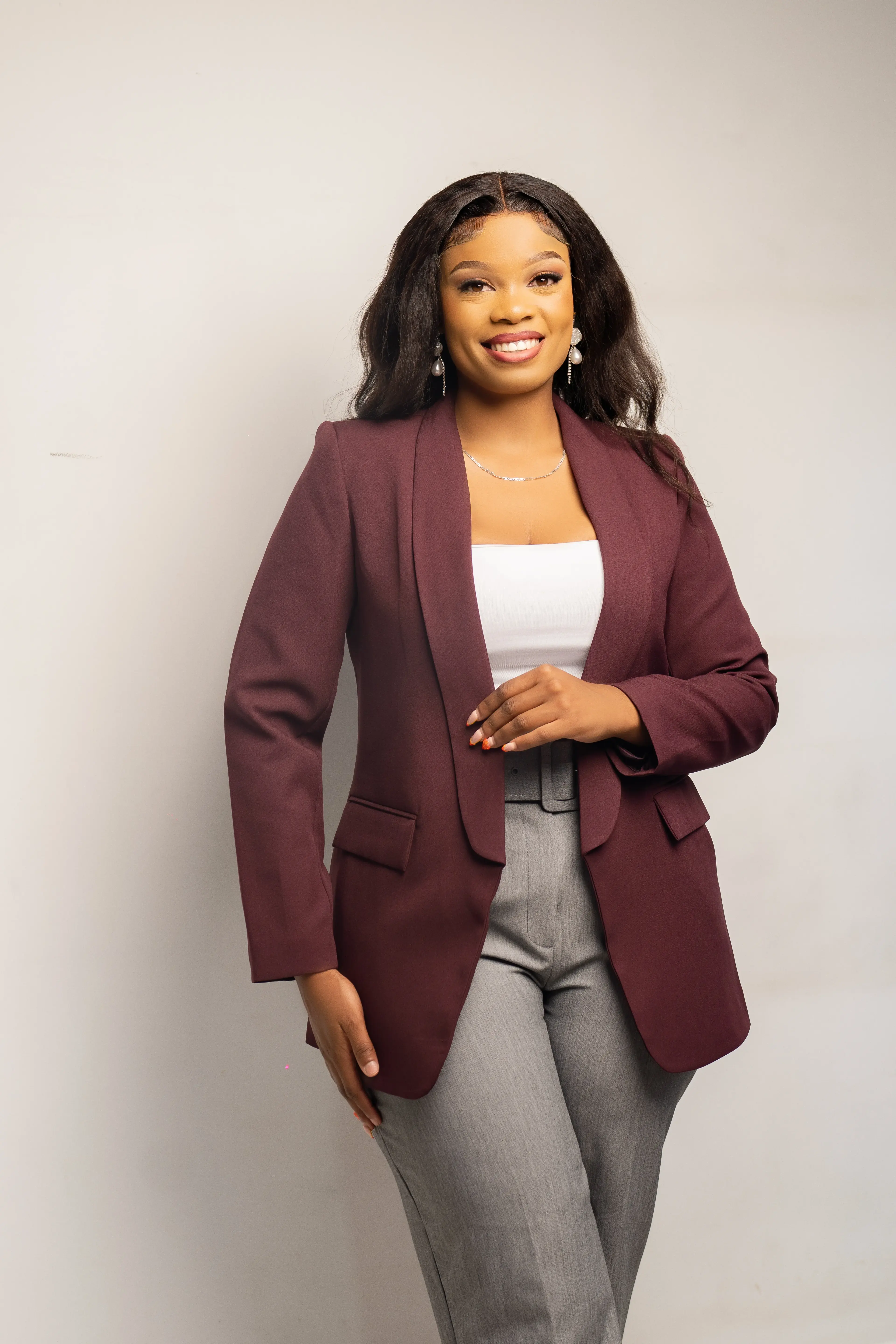 Dark Brown Minimalistic Minimalist Blazer thumbnail 3