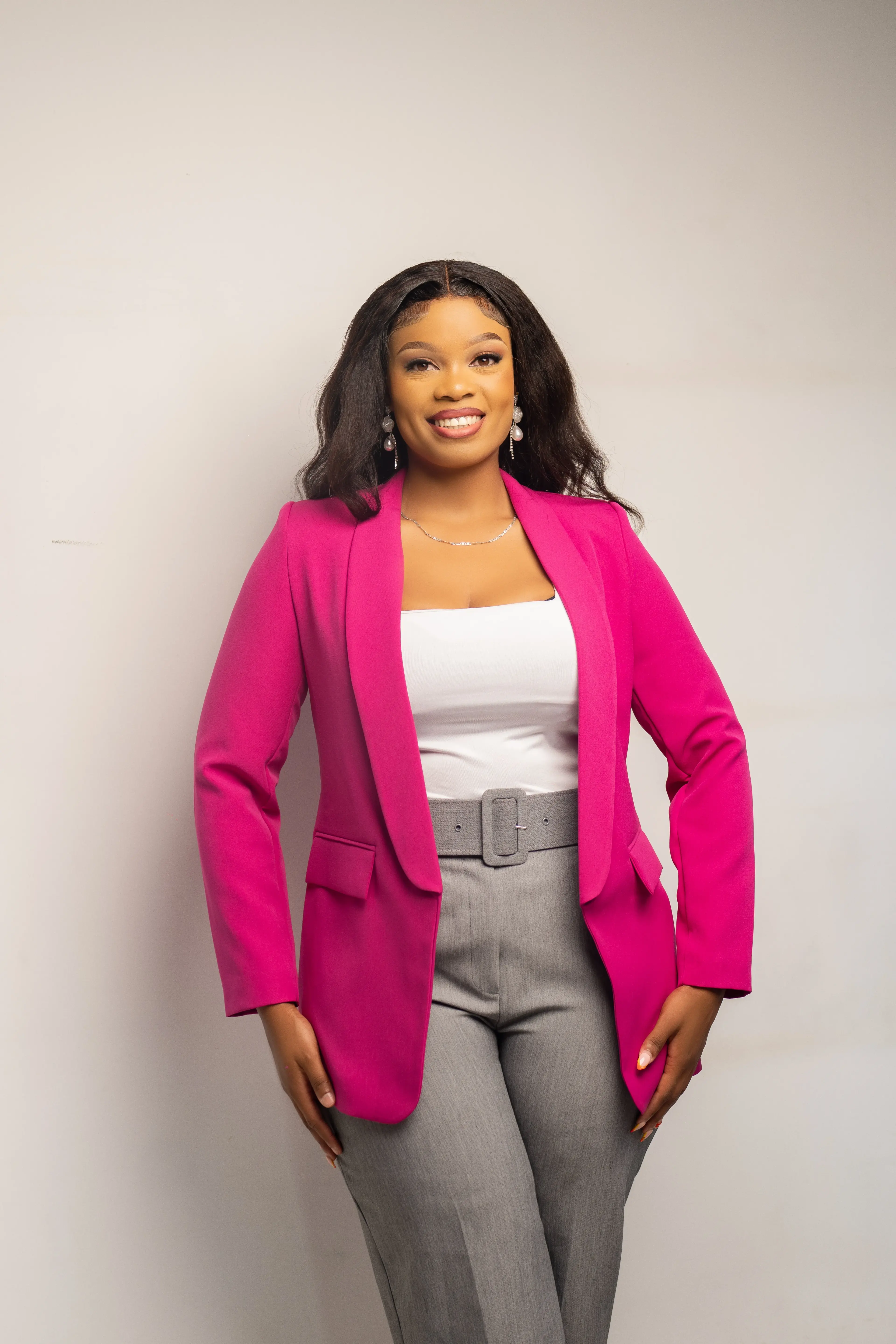 Pink Minimalistic Minimalist Blazer