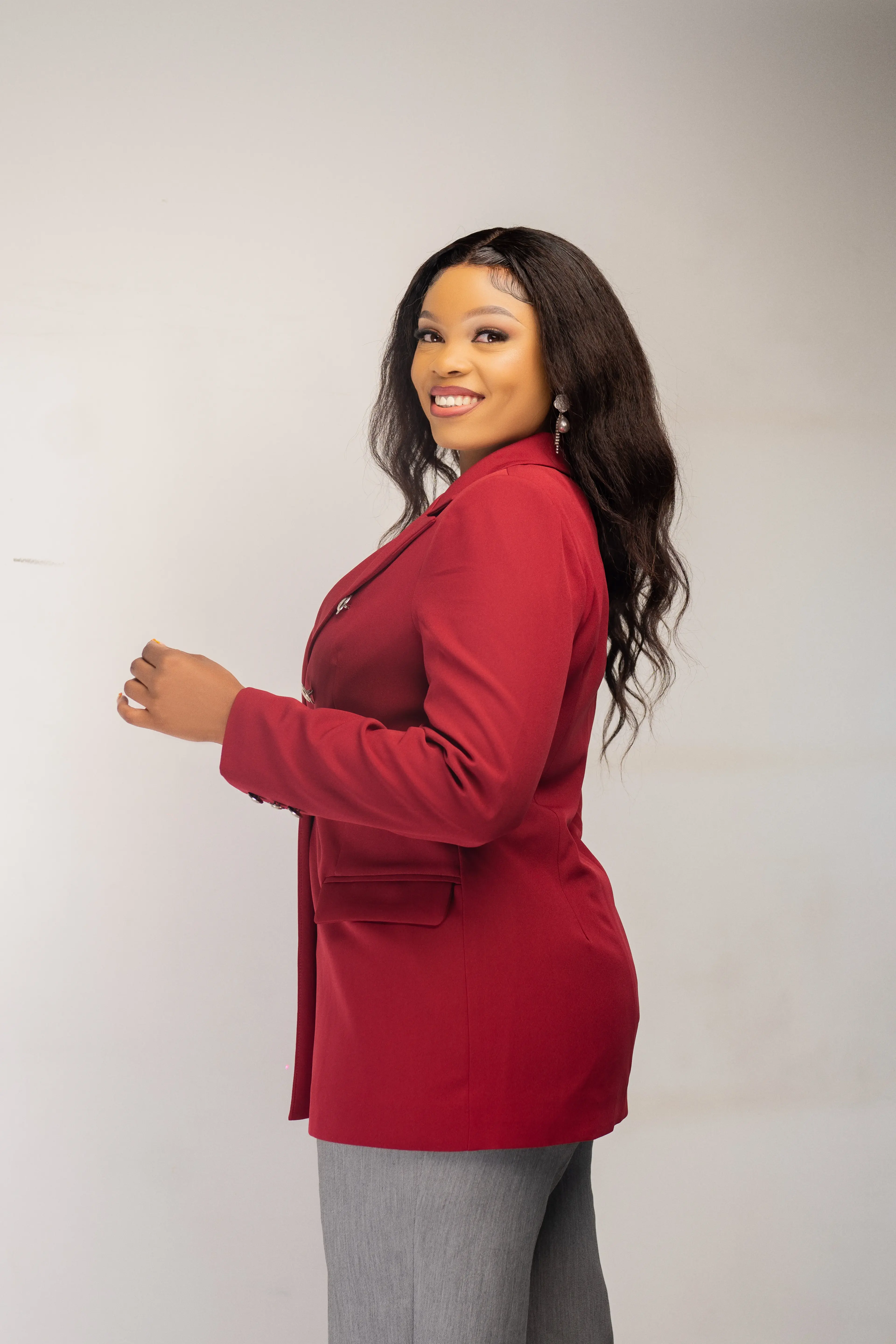 Maroon Silver Button Blazer alternate view