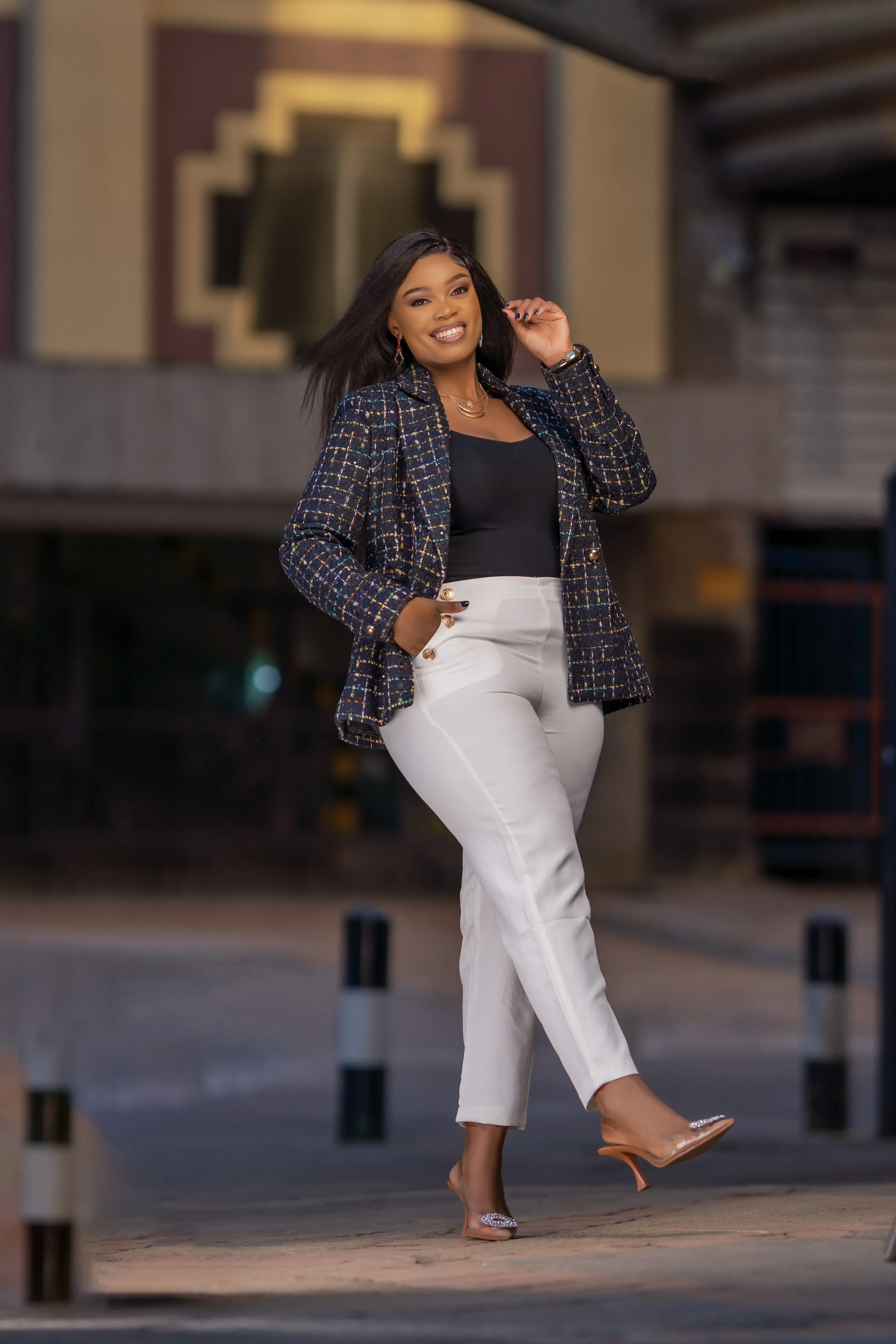 Checkered Plaid Tweed Tweed Blazer alternate view