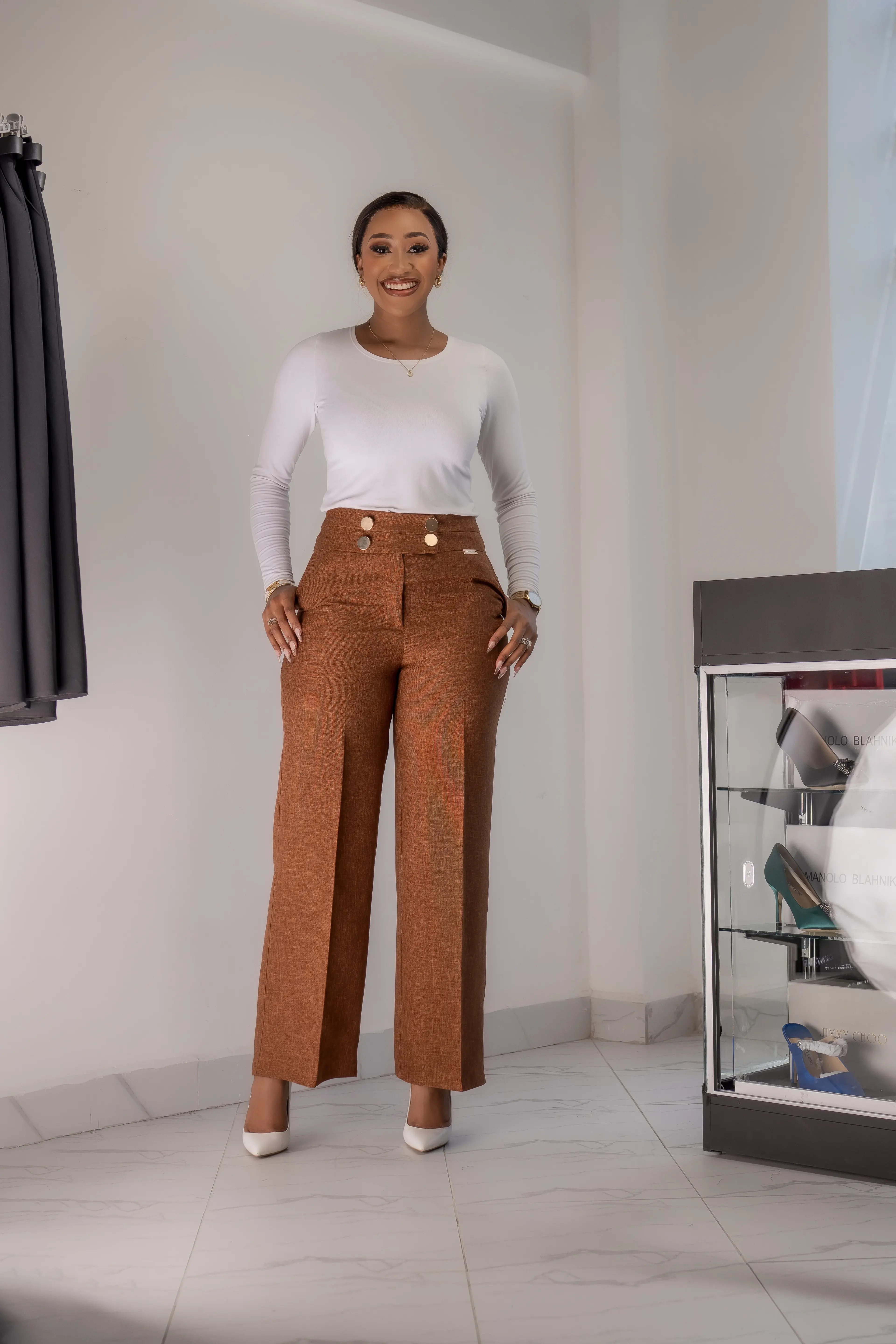 Brown Non Belted Trousers alternate view