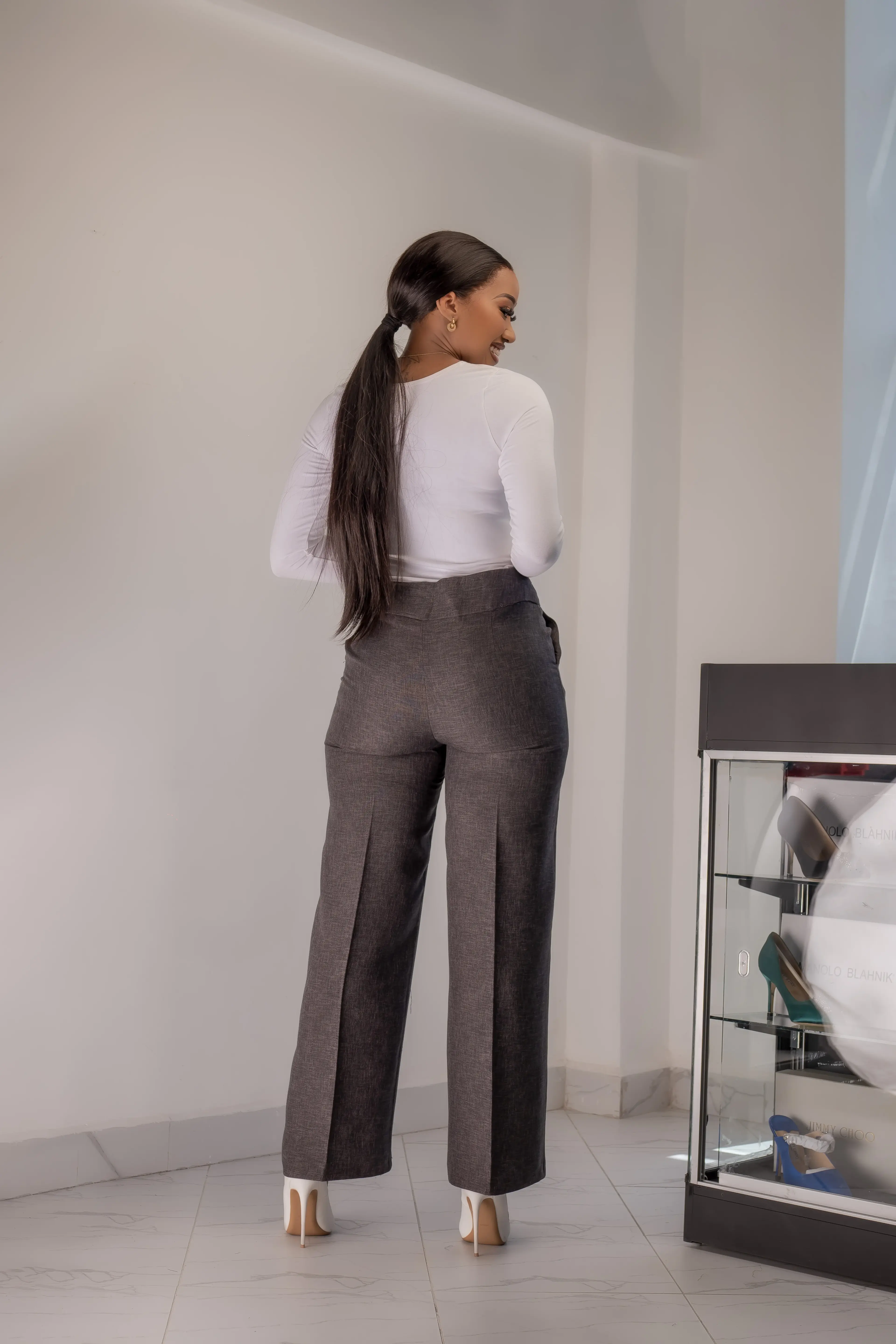 Grey Non Belted Trousers