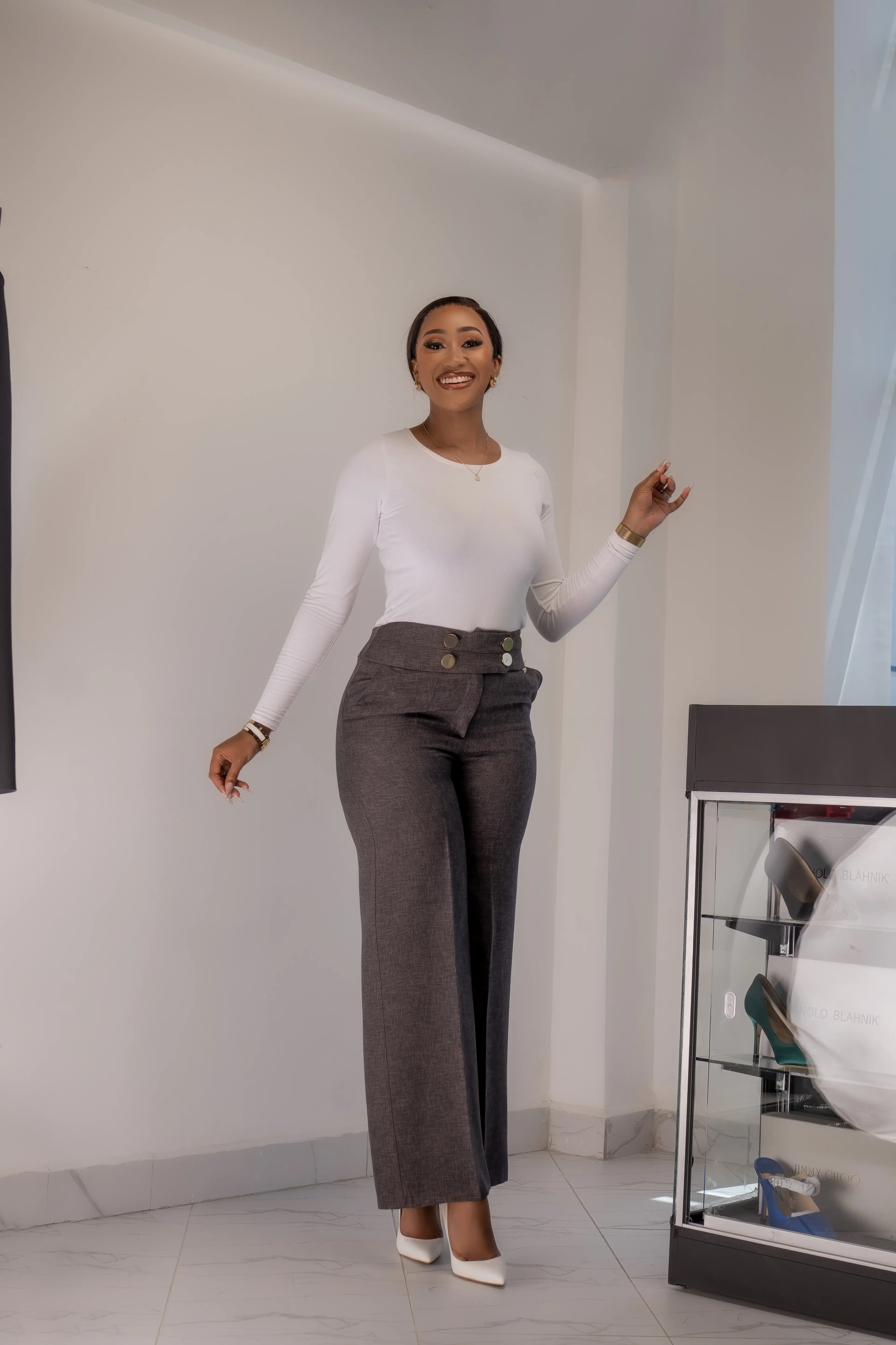 Grey Non Belted Trousers alternate view