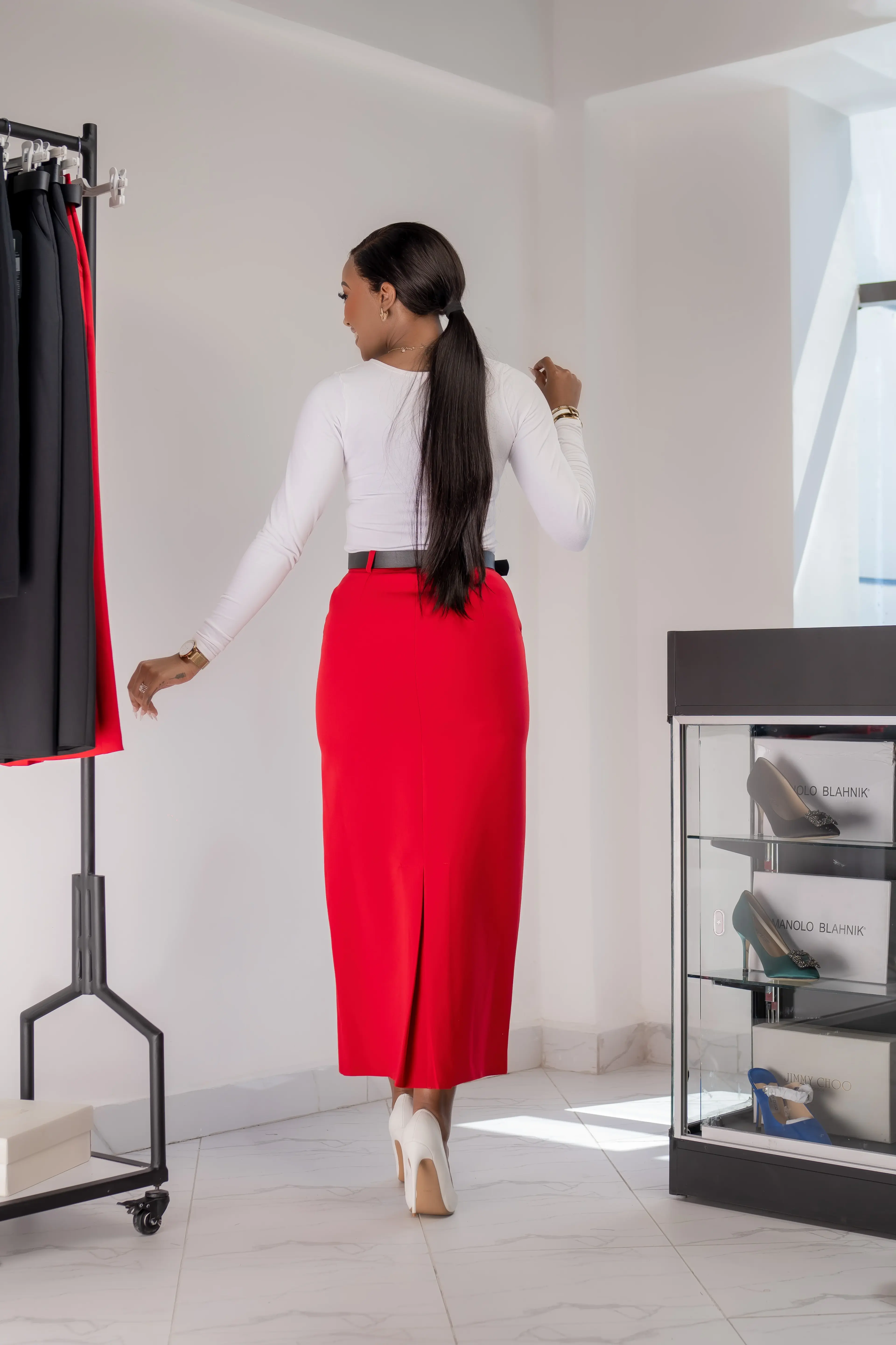 Red Maxi Pencil Skirt alternate view