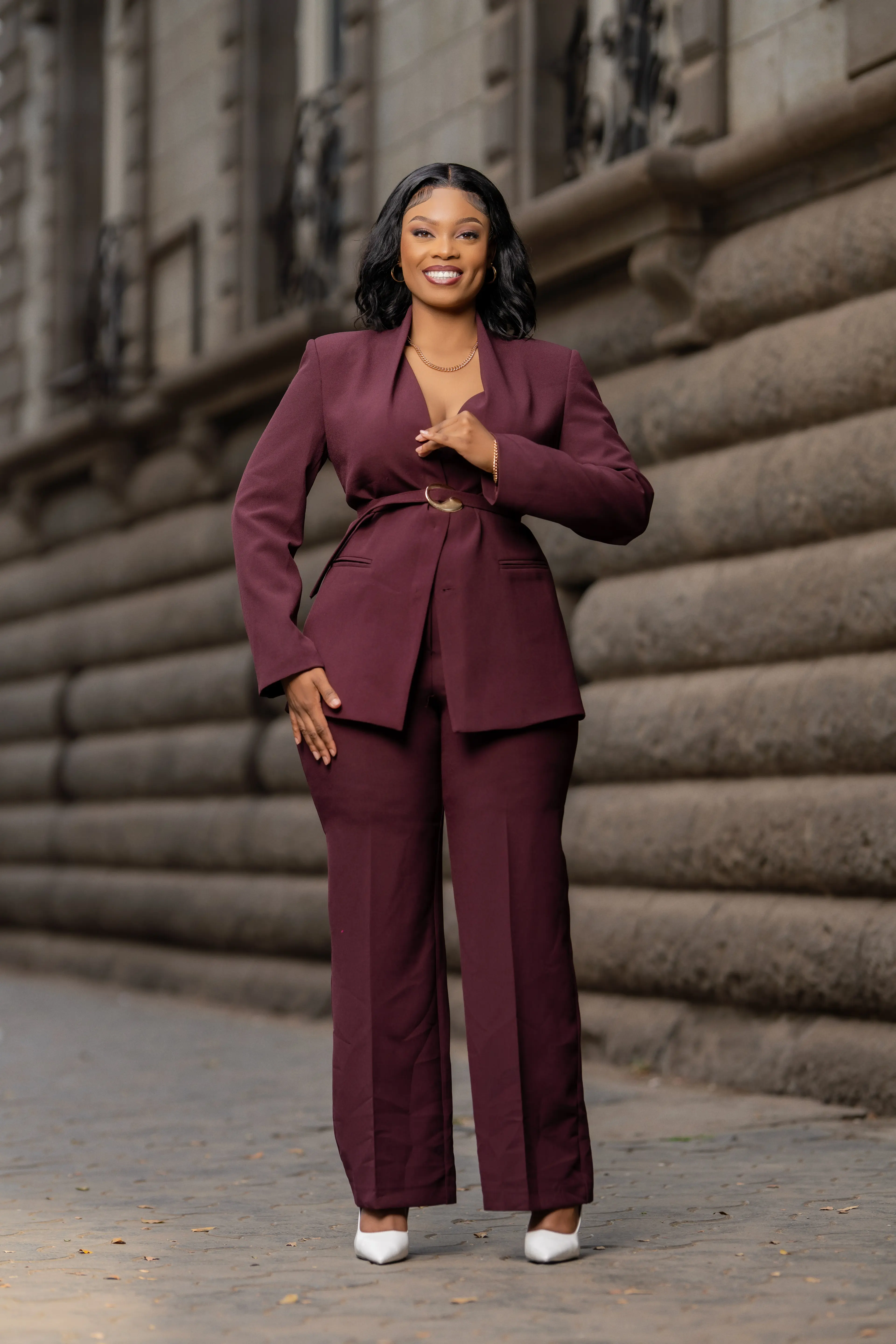 Maroon Long Blazer Suit