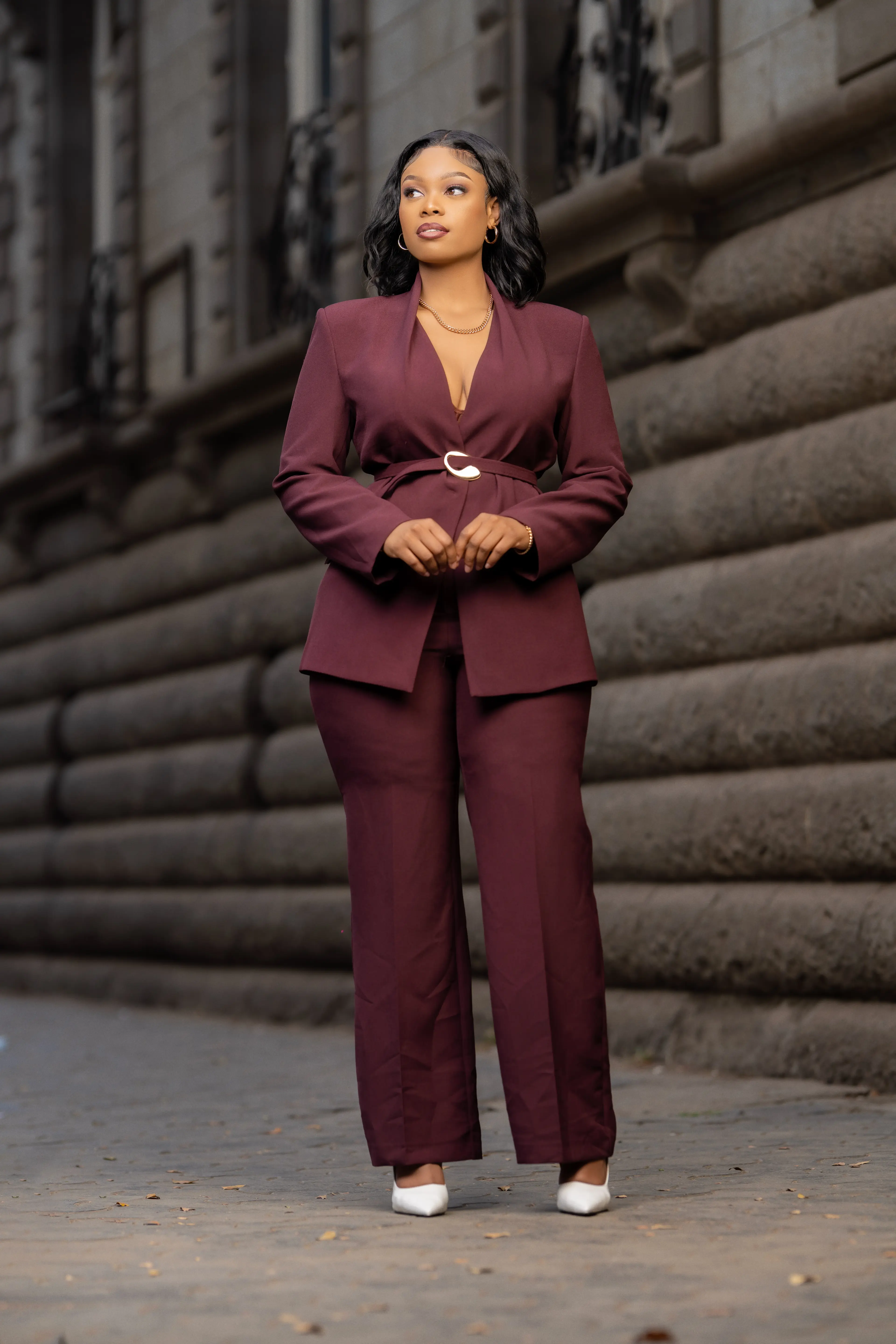Maroon Long Blazer Suit alternate view