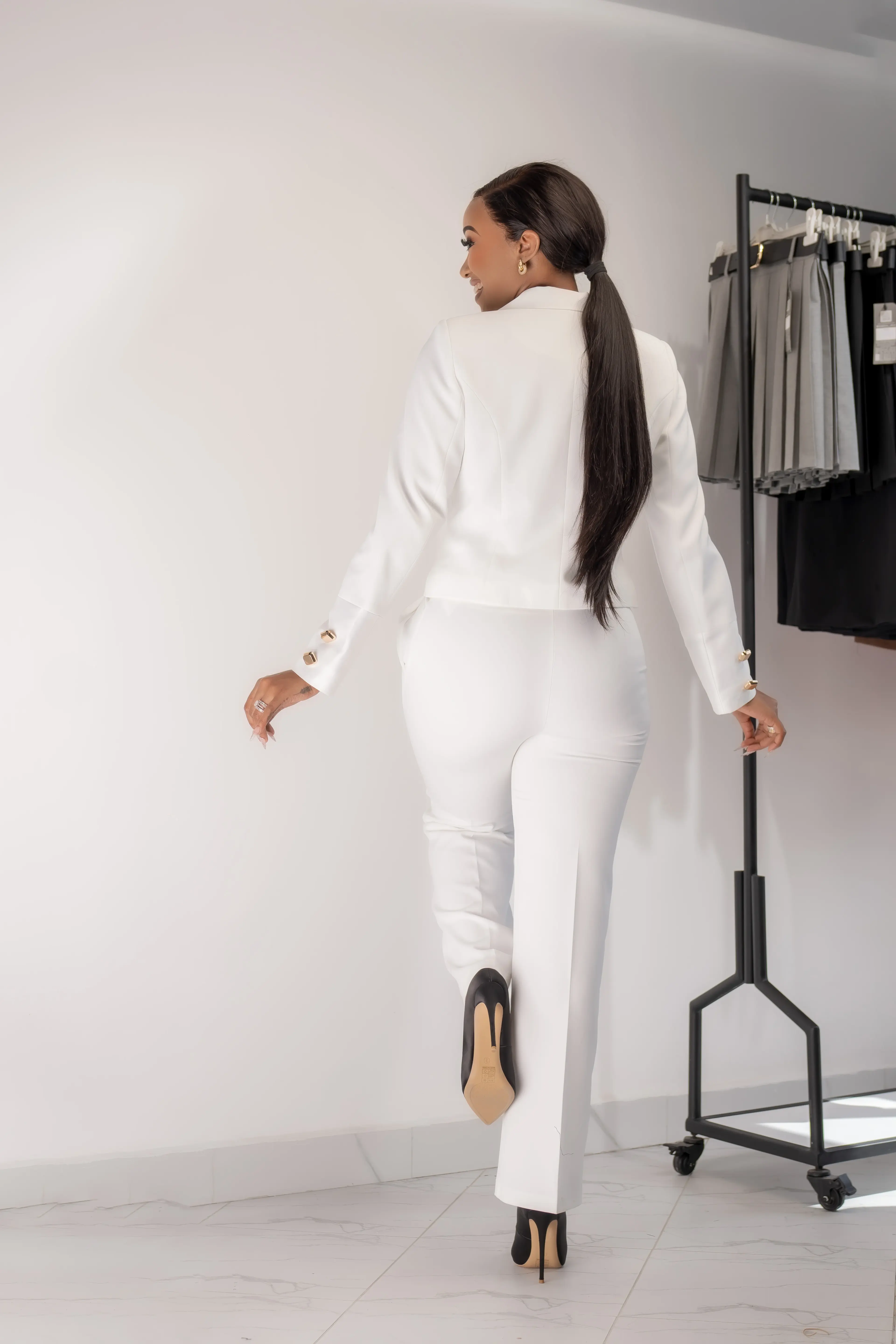 White Short Blazer Suit alternate view