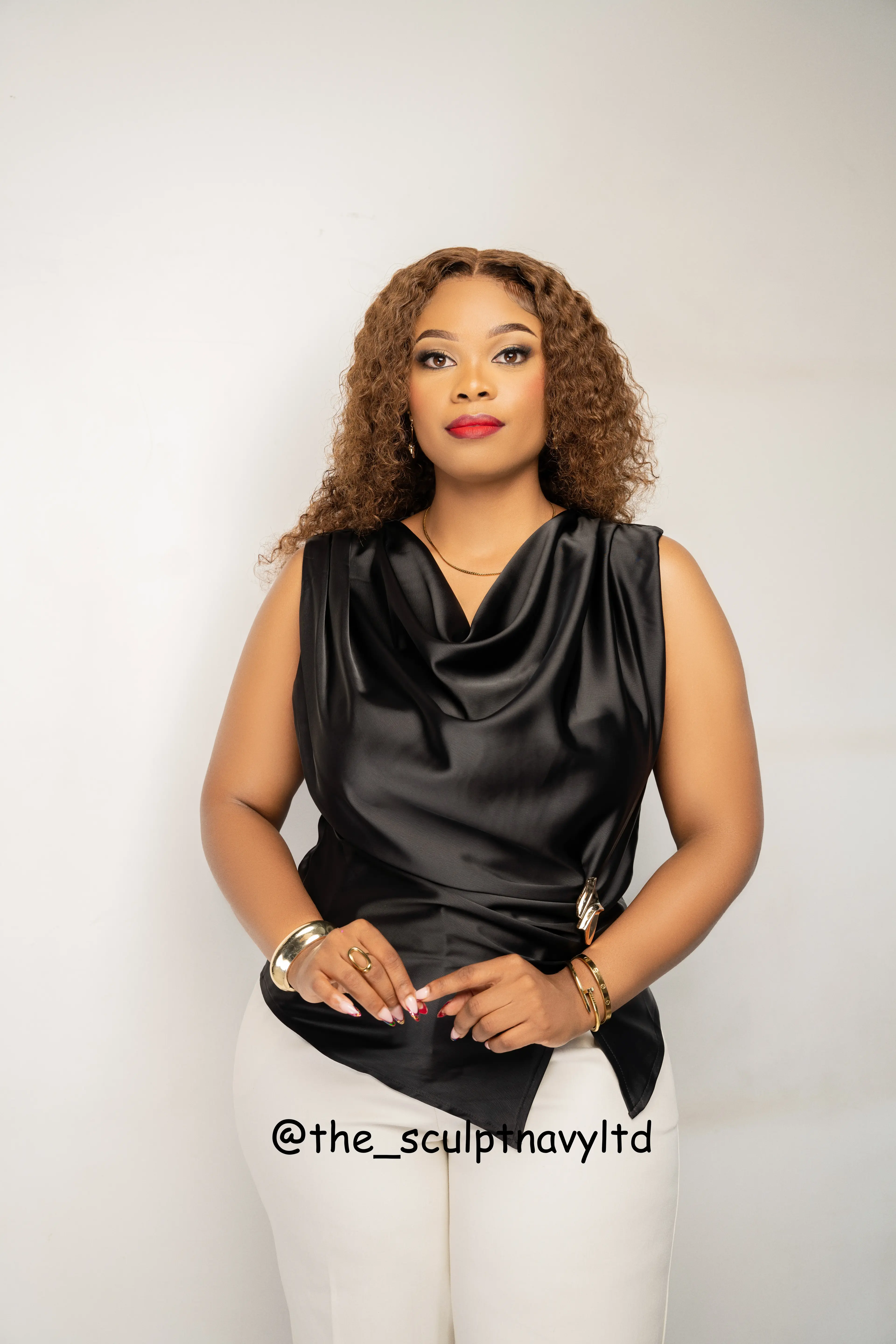 Black Silk Top alternate view